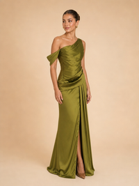 Vestido asimétrico con drapeado Carlota