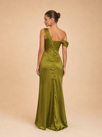 Vestido asimétrico con drapeado Carlota
