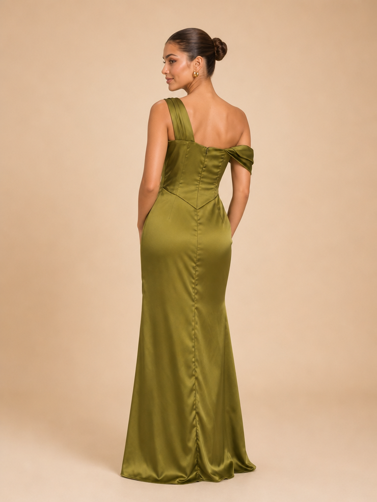 Vestido asimétrico con drapeado Carlota