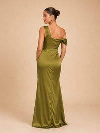 Vestido asimétrico con drapeado Carlota
