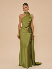 Vestido de un hombro con estola