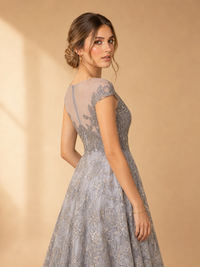 Vestido brocado de mangas Ophelia