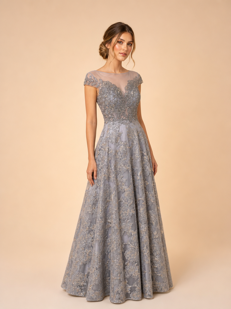 Vestido brocado de mangas Ophelia