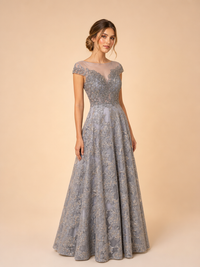 Vestido brocado de mangas Ophelia