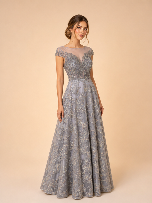Vestido brocado de mangas Ophelia