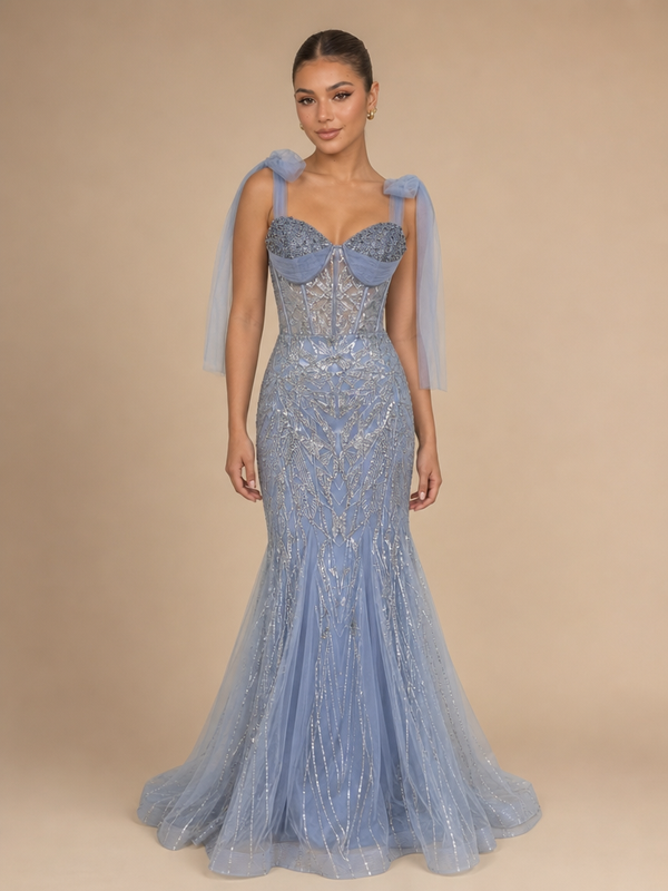 Vestido bordado corte sirena Indira