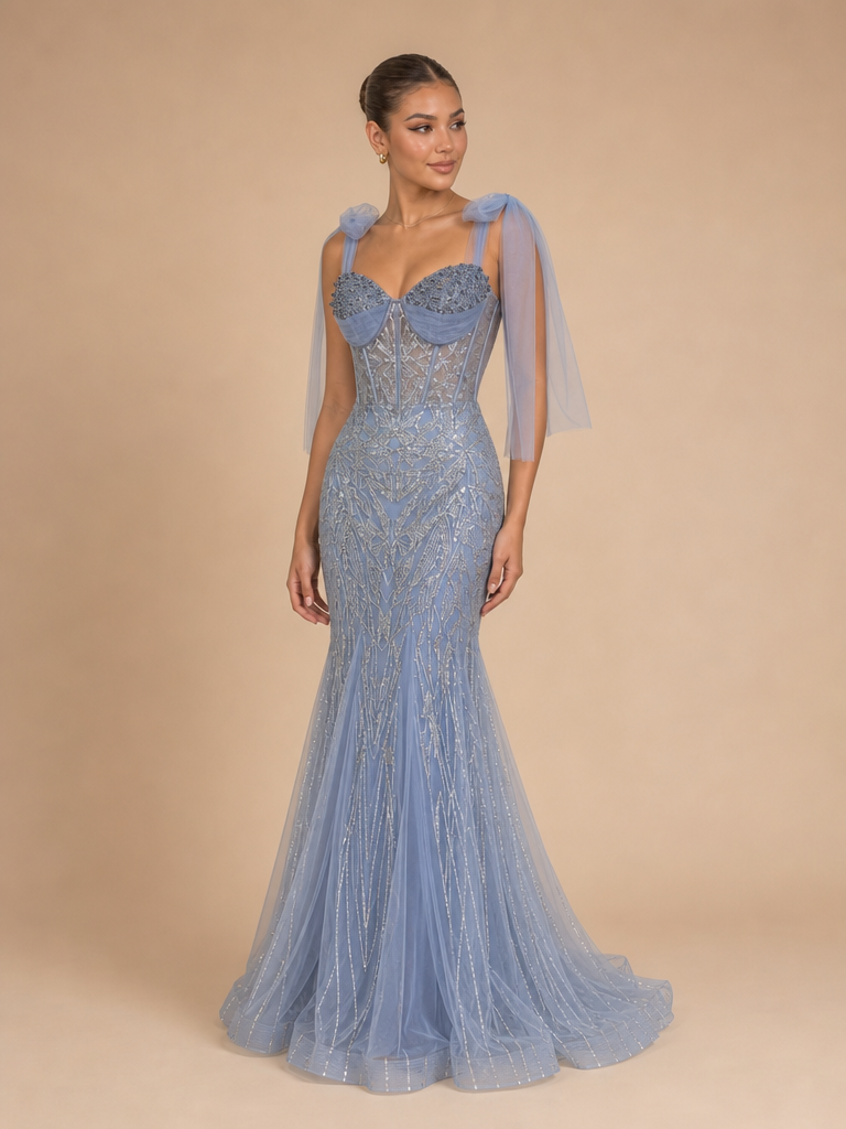 Vestido bordado corte sirena Indira