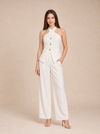 Conjunto de blusa halter y pantalón