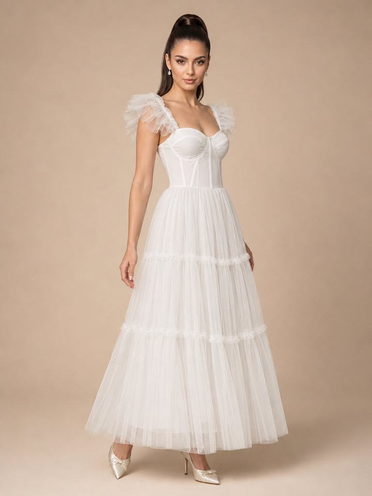 Vestido midi de tul Rachel