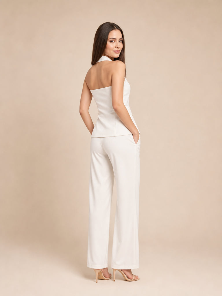 Conjunto de blusa halter y pantalón