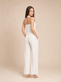Conjunto de blusa halter y pantalón
