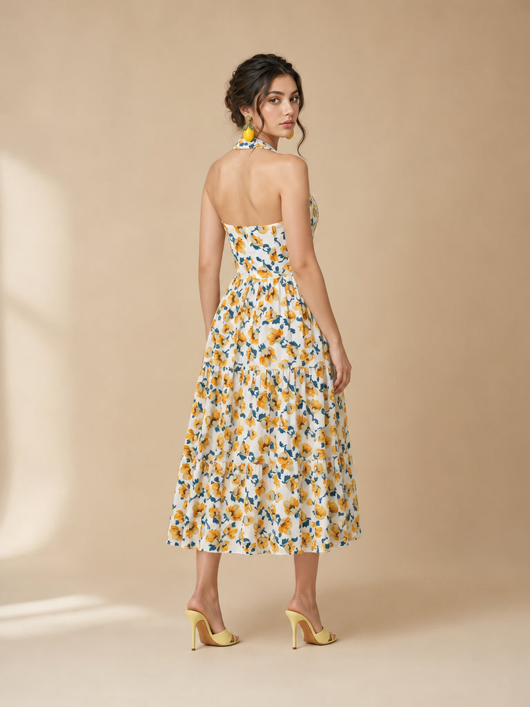 Vestido halter de flores Amalfina