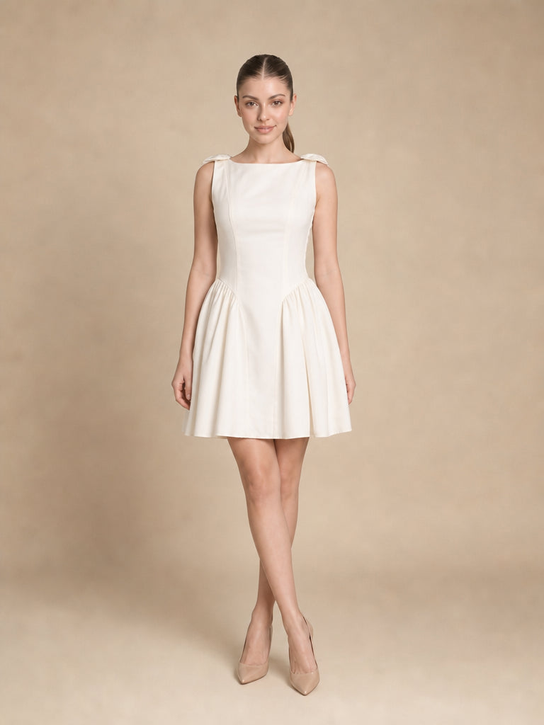 Vestido cuello ojal blanco