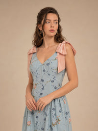 Vestido de flores midi con moños Elsie