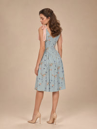 Vestido de flores midi con moños Elsie