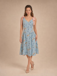 Vestido de flores midi con moños Elsie
