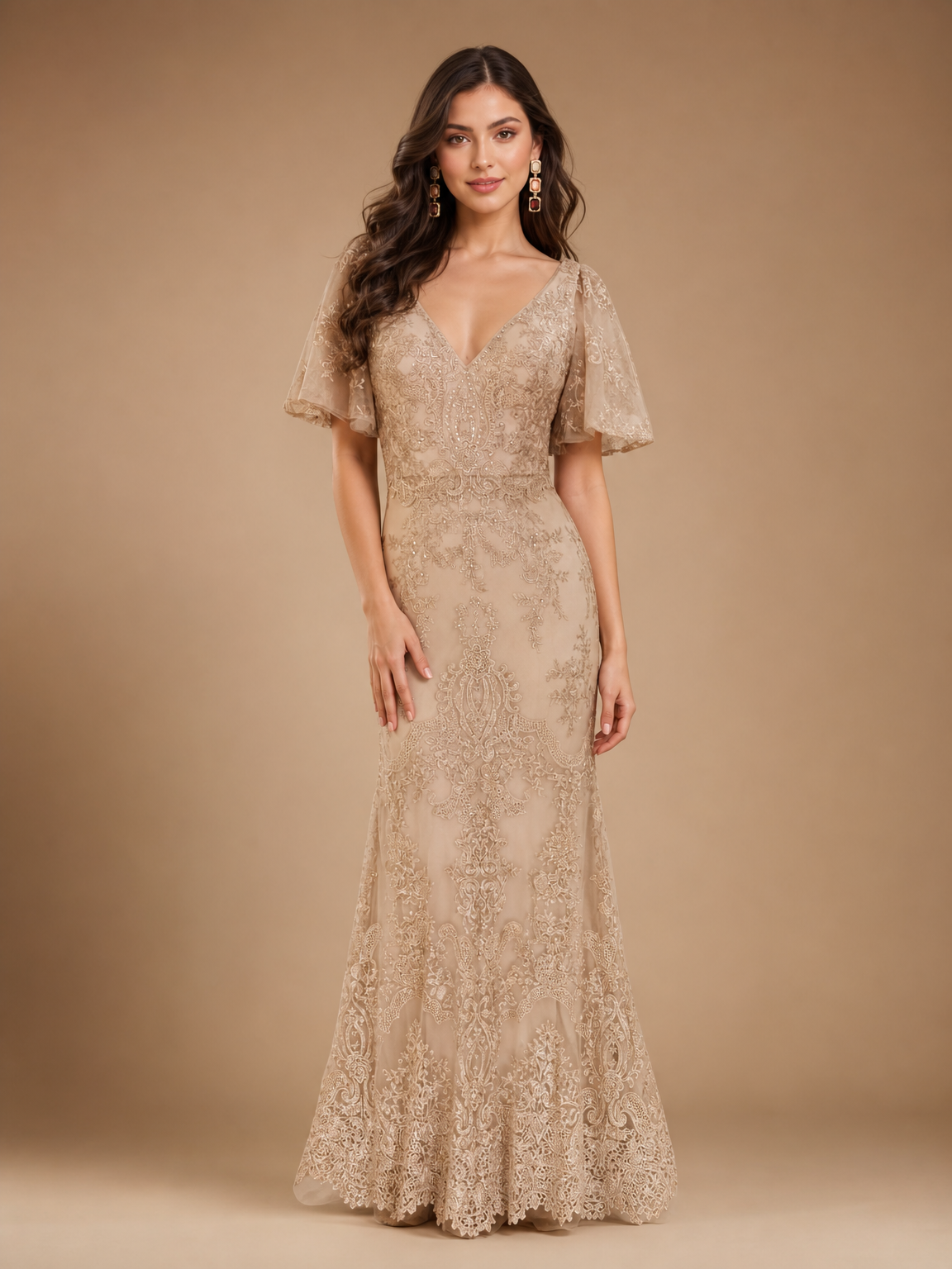 Vestido de encaje con mangas Margaret