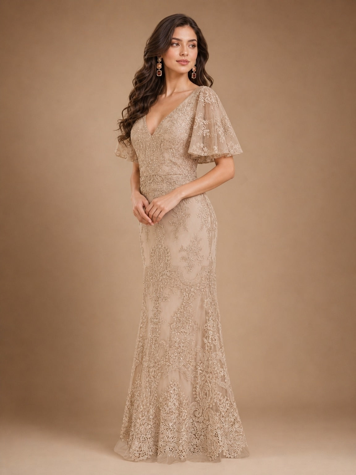 Vestido de encaje con mangas Margaret