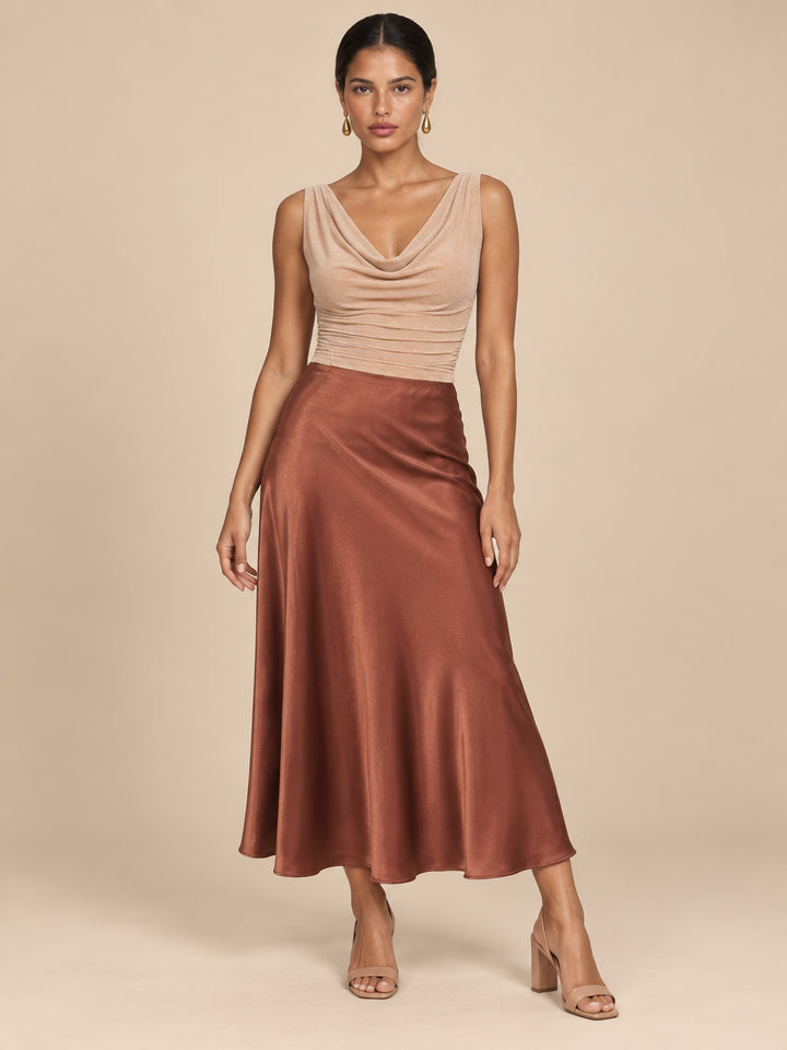 Falda  midi Satin Antara