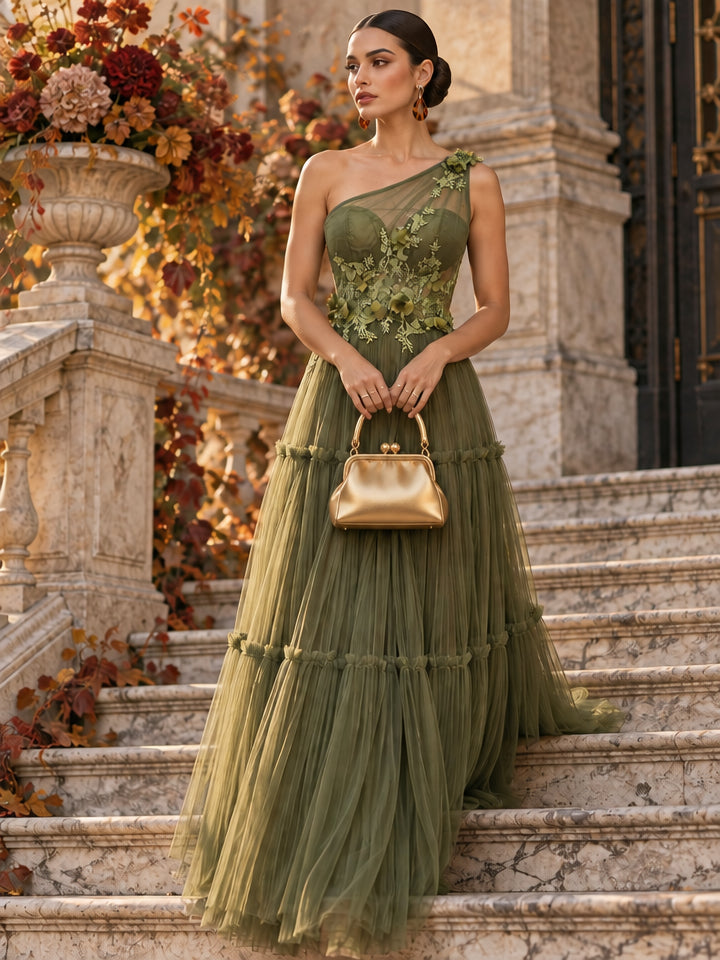 Vestido de un hombro de tul Ivy