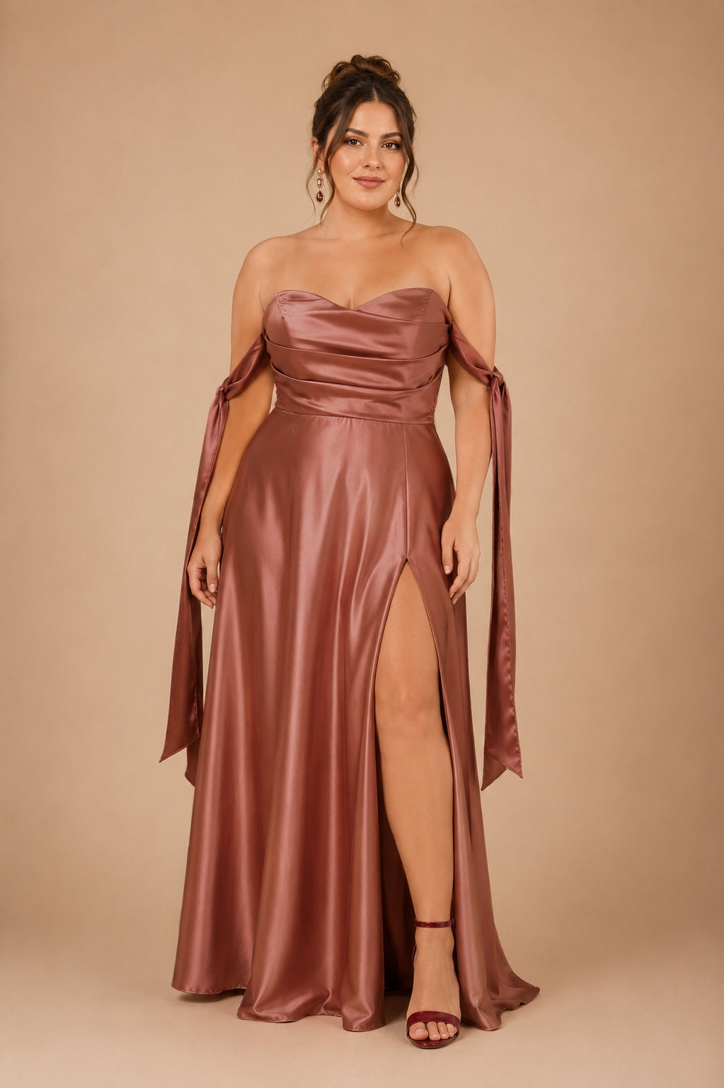 Vestido satín de lazos caídos Kiara
