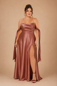Vestido satín de lazos caídos Kiara