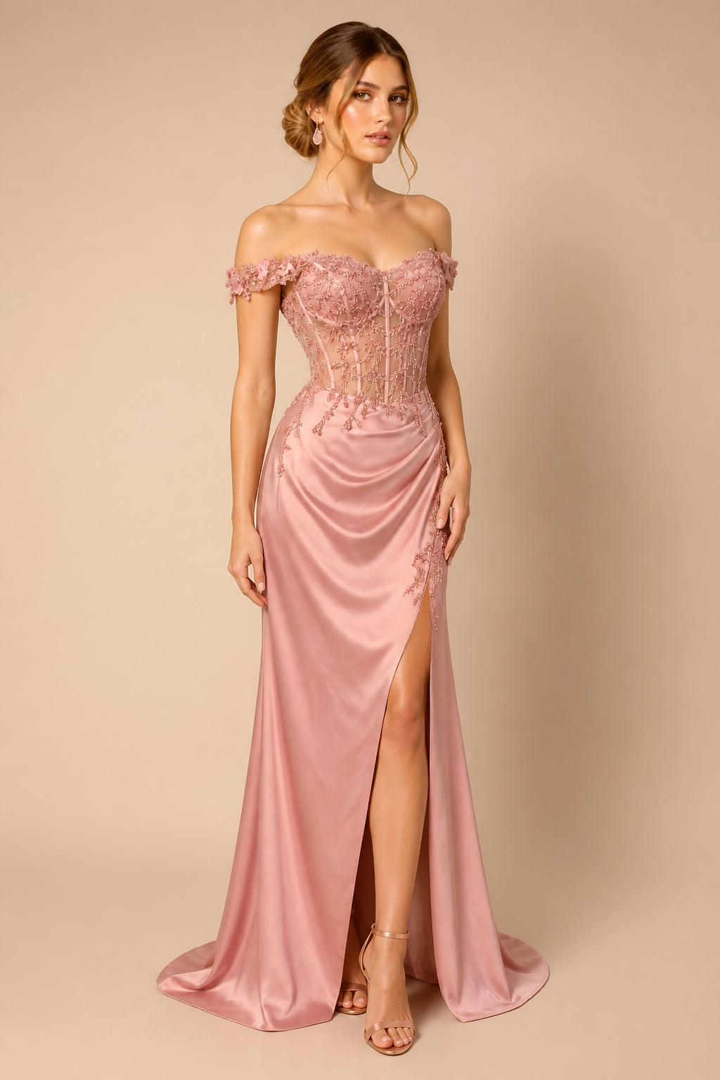 Vestido strapless bordado Lottie