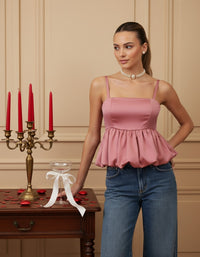 Blusa globo de raso Elodie
