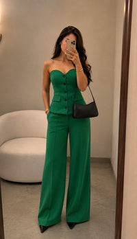 Conjunto de top strapless y pantalón