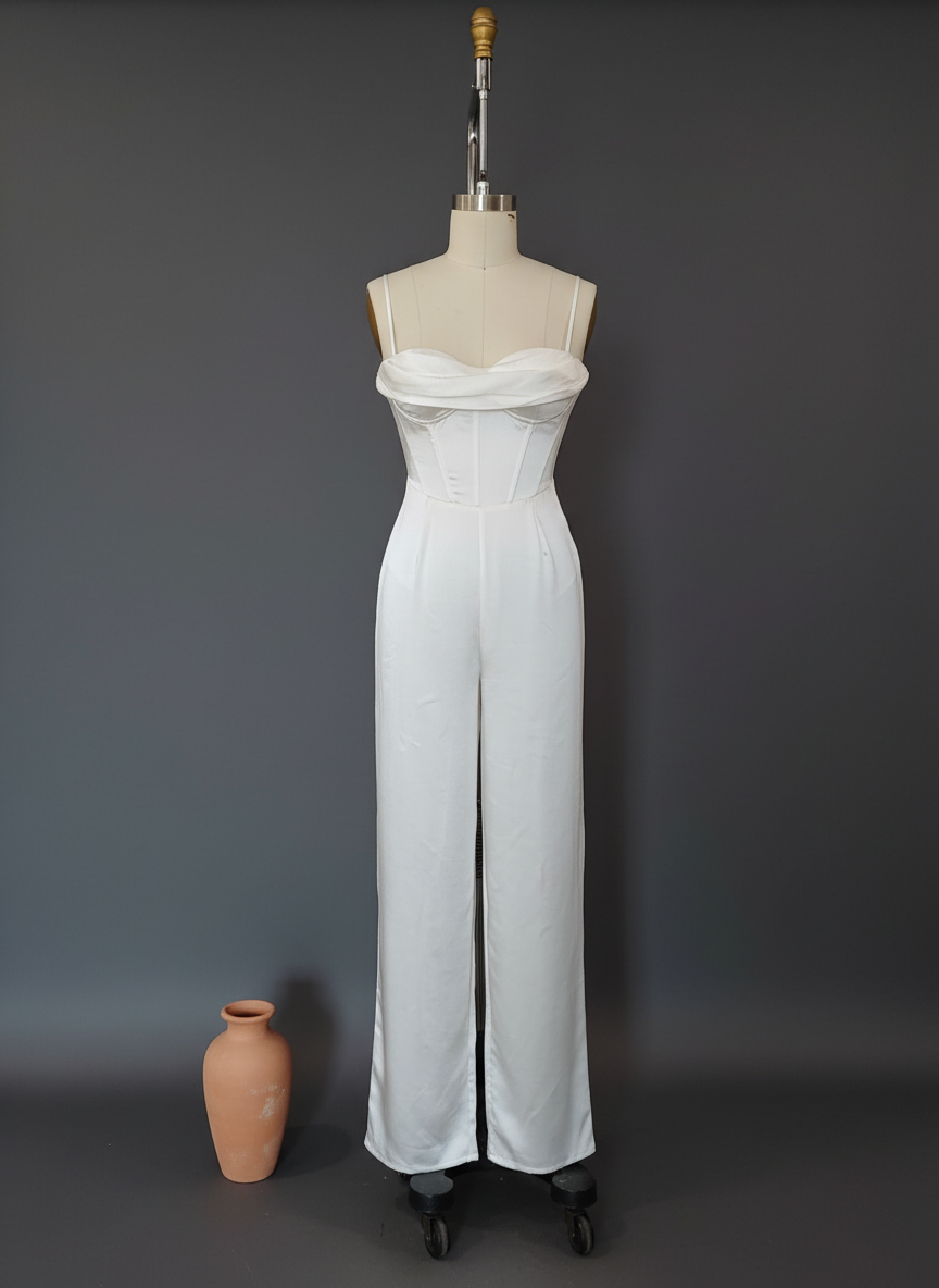 pantalón palazzo con drapeado monique