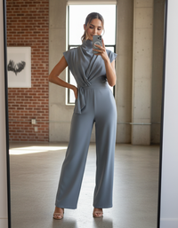 Jumpsuit de cuello alto con drapeado