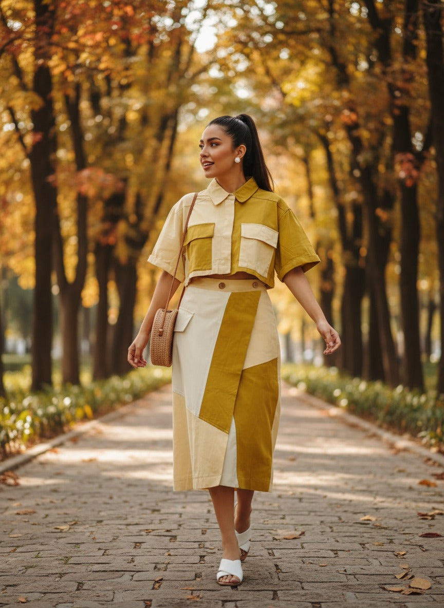 Conjunto patchwork demin