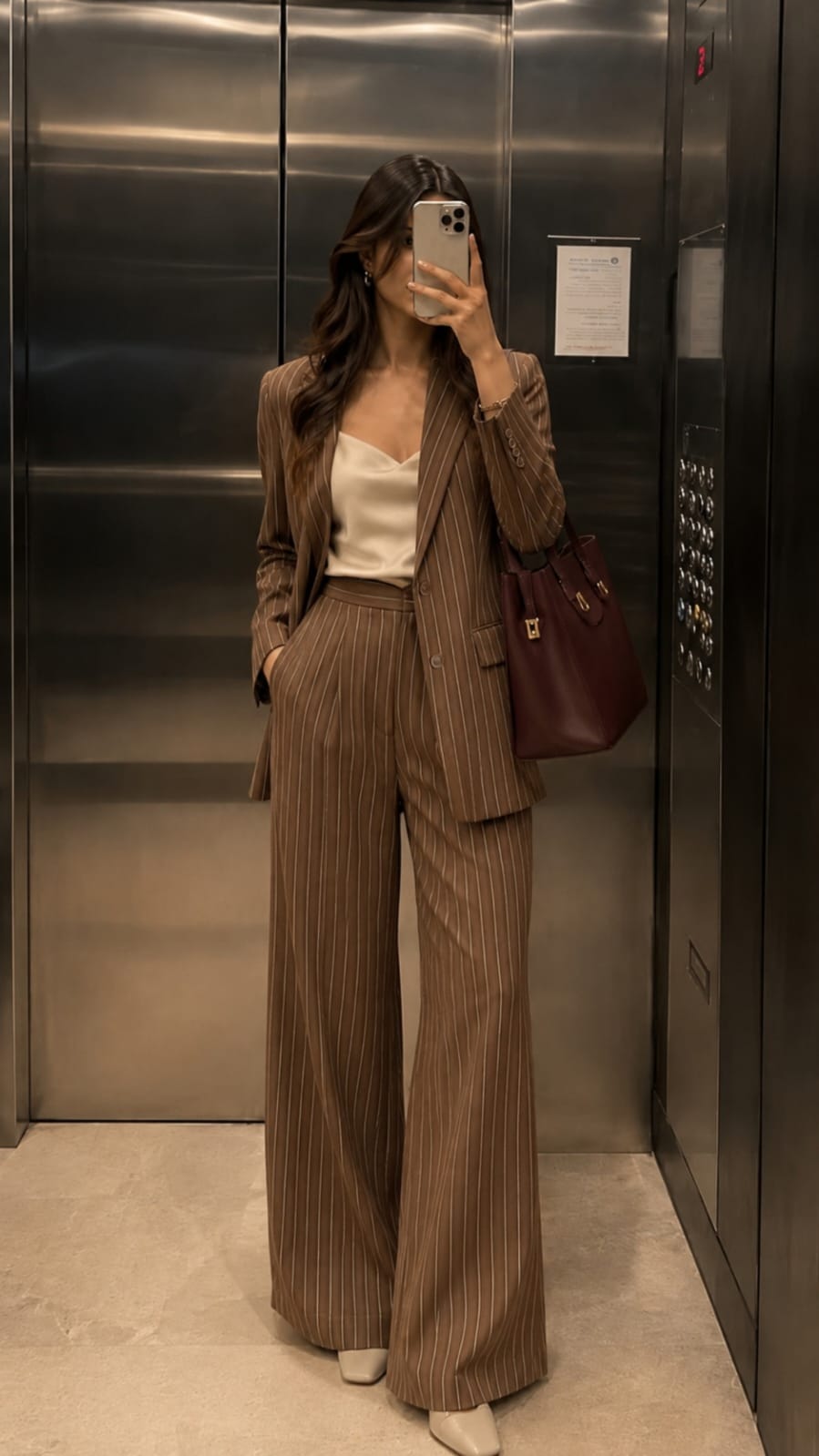 Conjunto de saco y pantalón de rayas verticales