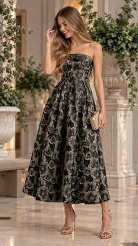 Vestido brocado midi Tabata