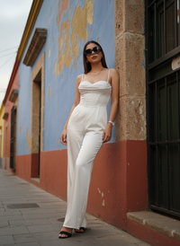 pantalón palazzo con drapeado monique