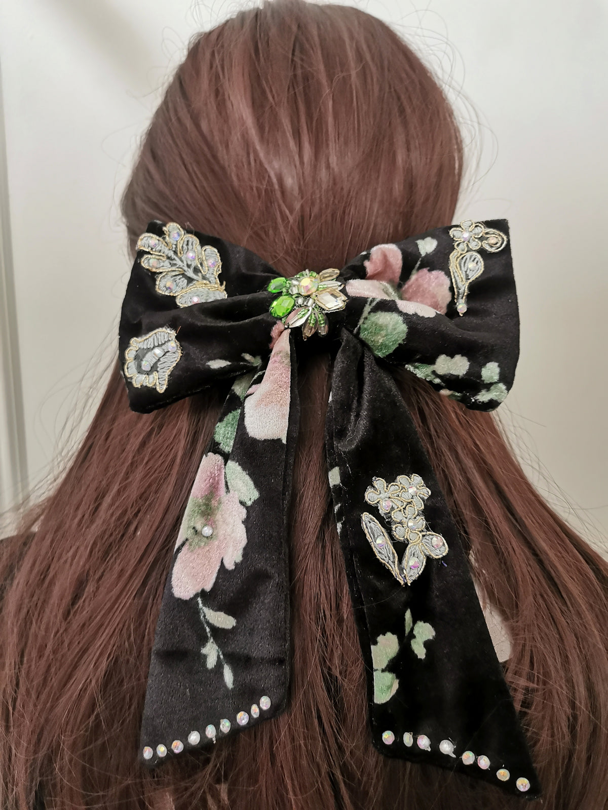 moño para cabello velvet roses
