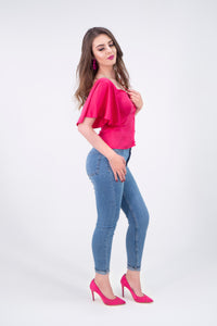 Blusa con botones mangas con vuelo