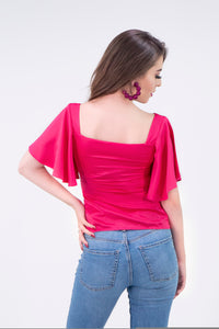 Blusa con botones mangas con vuelo