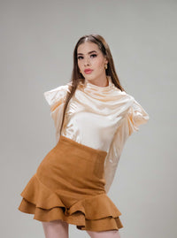 Falda de escarolas Doni camel