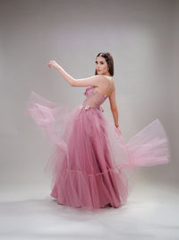 Vestido de tul con bordado plata Simoneta