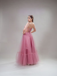 Vestido de tul con bordado plata Simoneta